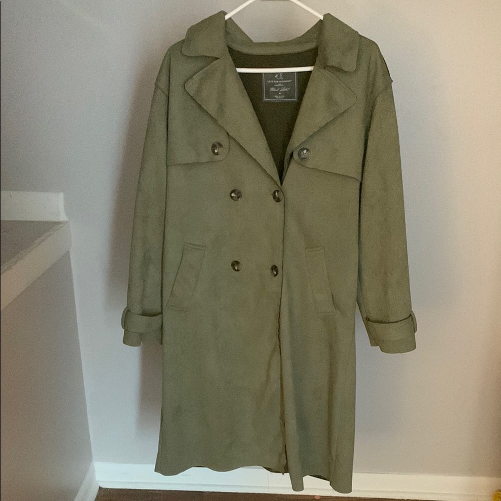 Olive Double-Breasted Women's Coat